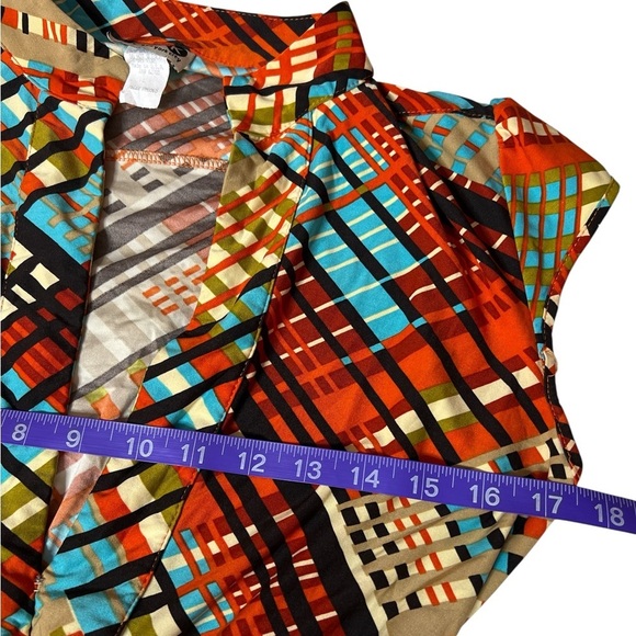 Y2K Luly K New York Tie Front Blouse Sz L Retro Geometric Print Sleeveless Top - Picture 7 of 10